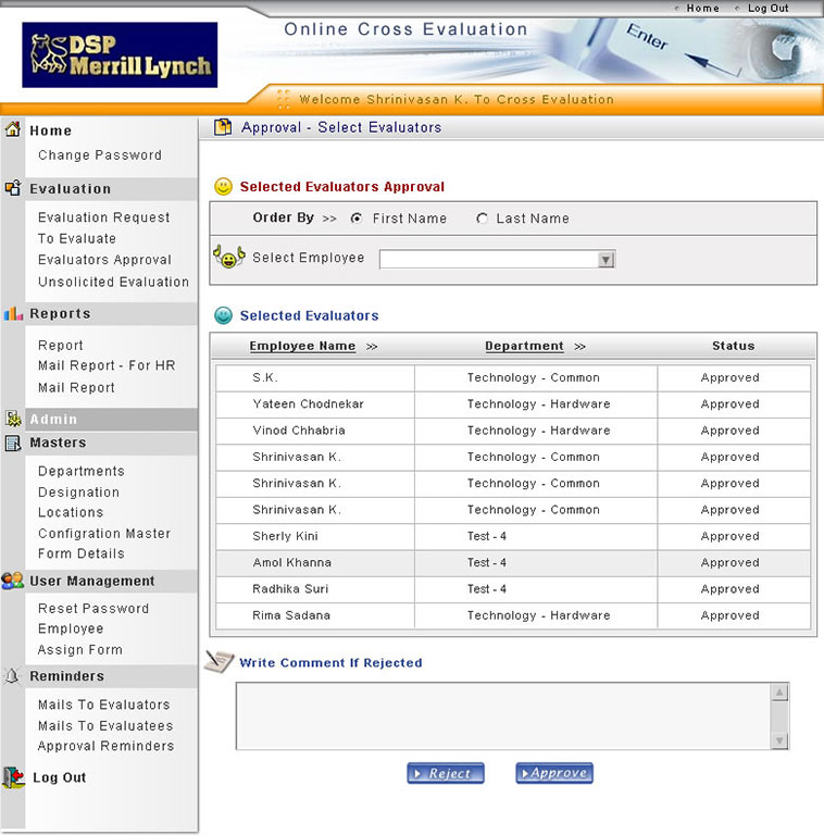 DSP Merill Lynch Internal Page