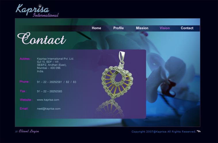 Kaprisa International Internal Page Layout